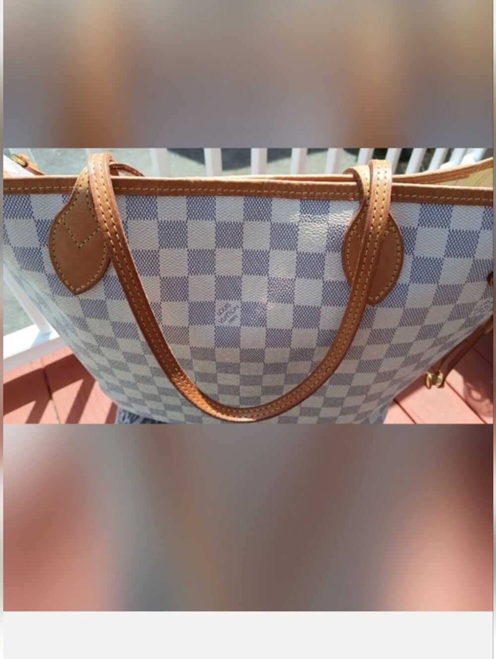 Louis Vuitton MM Medium Authentic Damier Azur White Tote Bag .